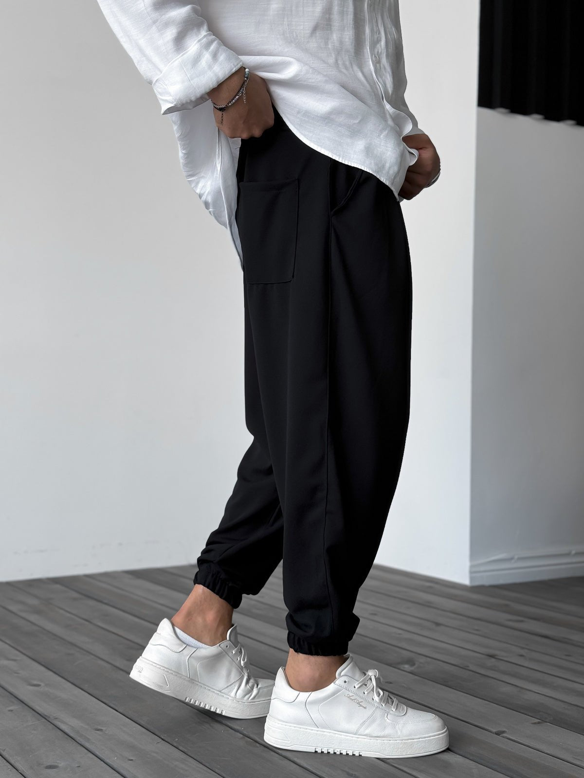 Cairen Blanc Trackpants White Joggers (Black S) - | Zavonix