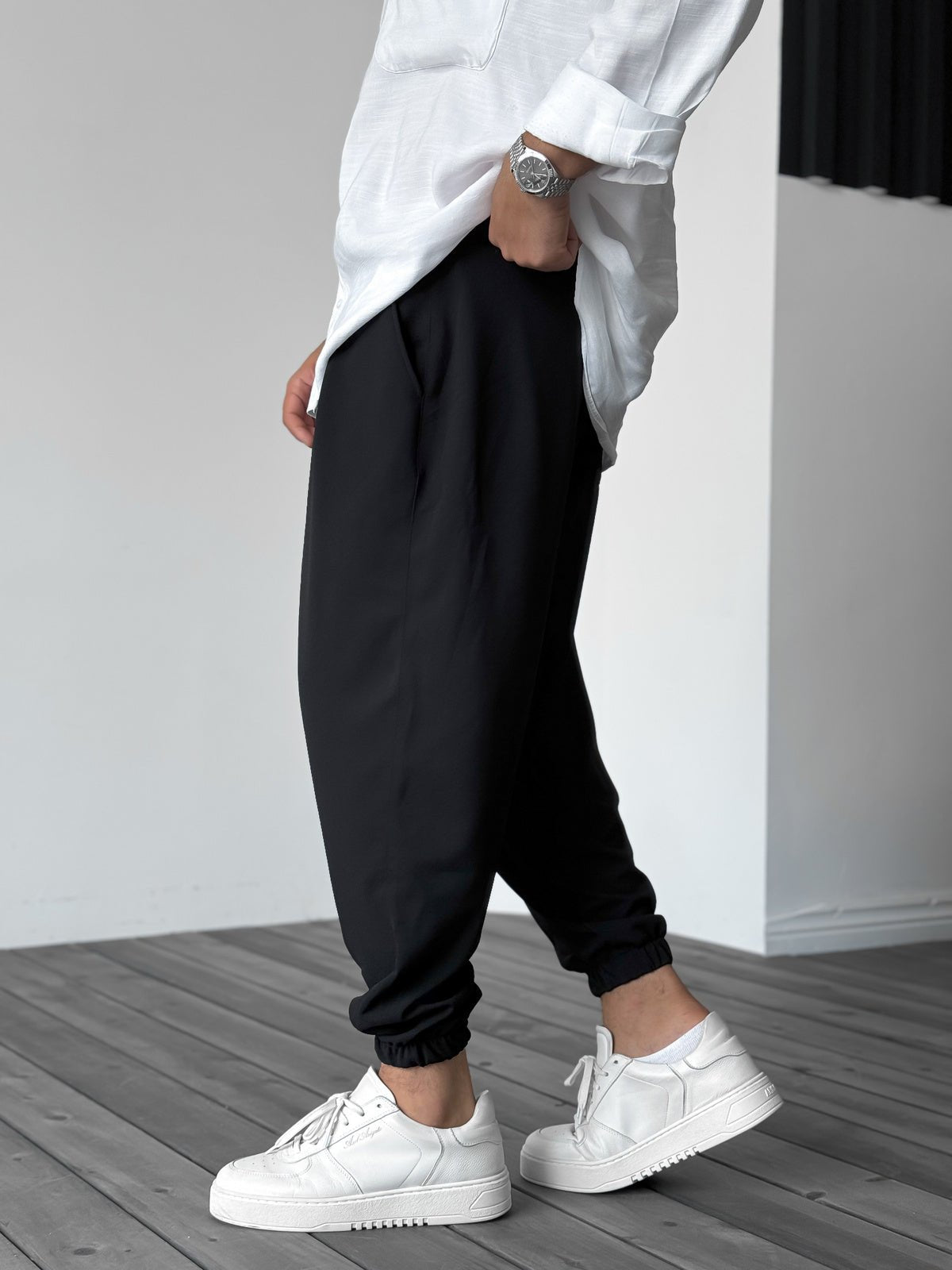 Cairen Blanc Trackpants White Joggers (Black S) - | Zavonix