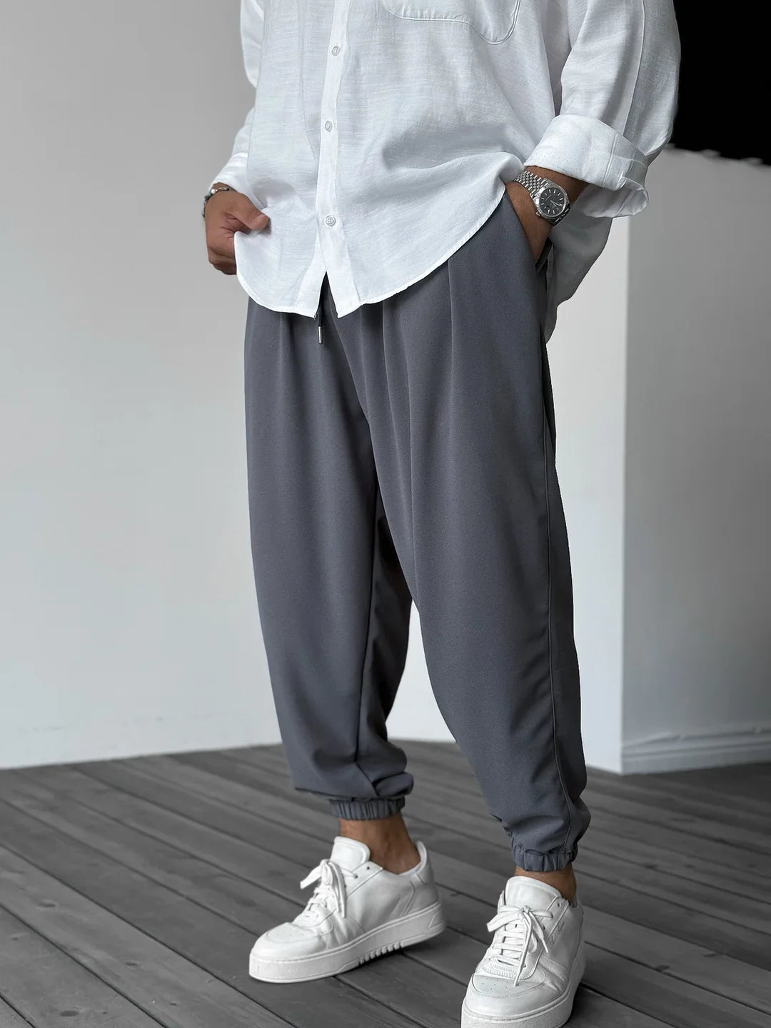 Cairen Blanc Trackpants White Joggers (Black S) - | Zavonix