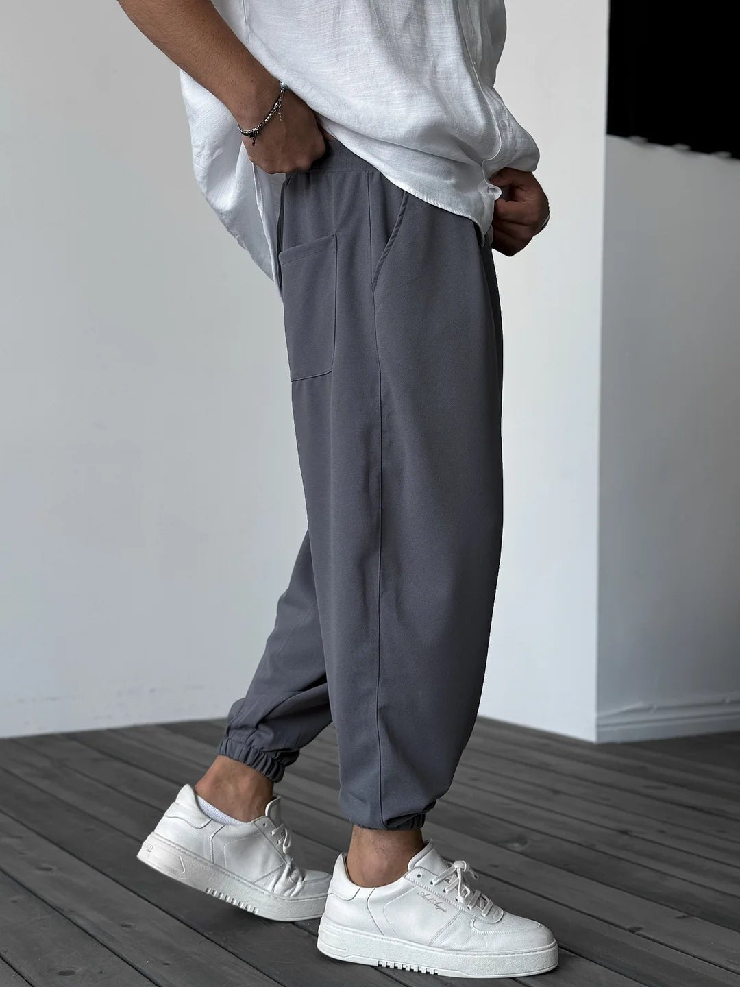 Cairen Blanc Trackpants White Joggers (Gray S) - | Zavonix