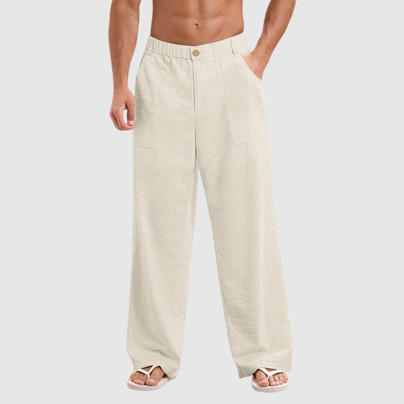 Cala Breeze Sunlit Style Trousers (Beige S) - Linen Pants | Zavonix