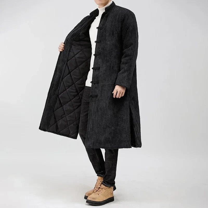Calder — Men’s Corduroy Coat with Quilted Warmth and Toggle Closures (Blue S) - | Zavonix