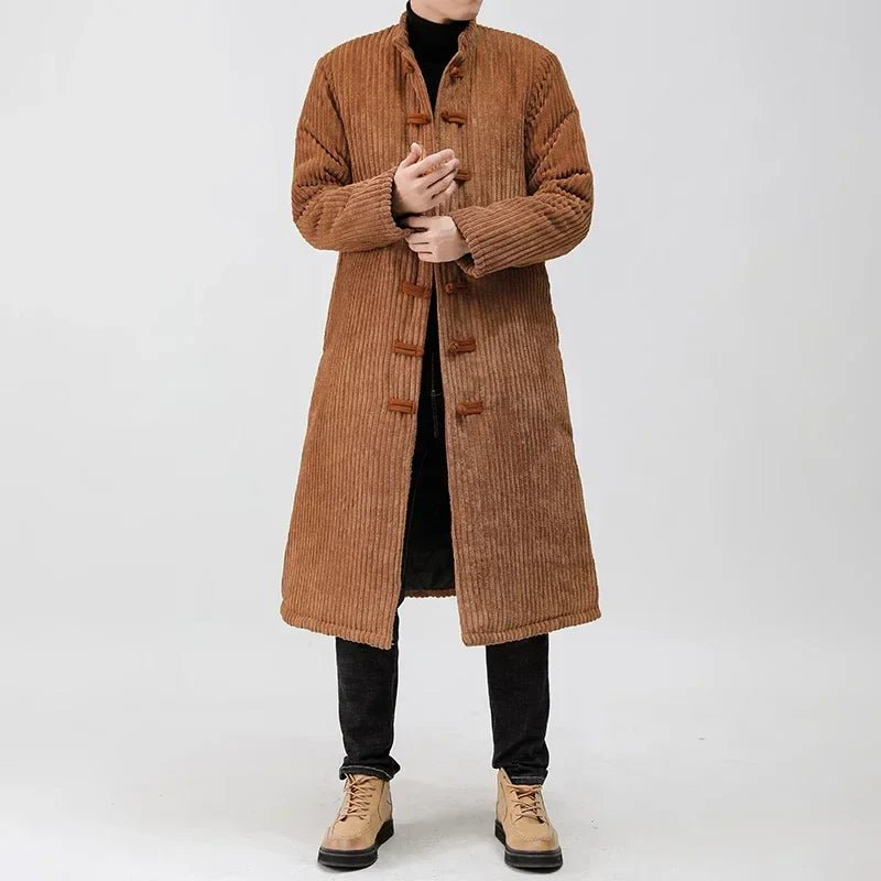 Calder — Men’s Corduroy Coat with Quilted Warmth and Toggle Closures (Blue S) - | Zavonix