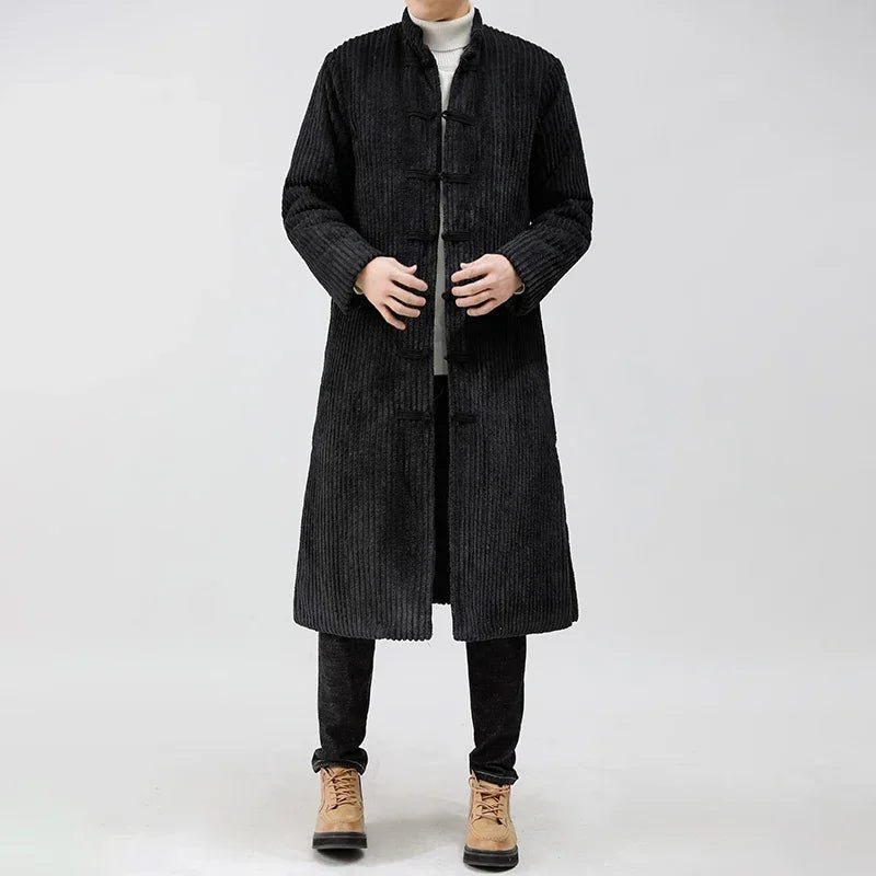 Calder — Men’s Corduroy Coat with Quilted Warmth and Toggle Closures (Black S) - | Zavonix