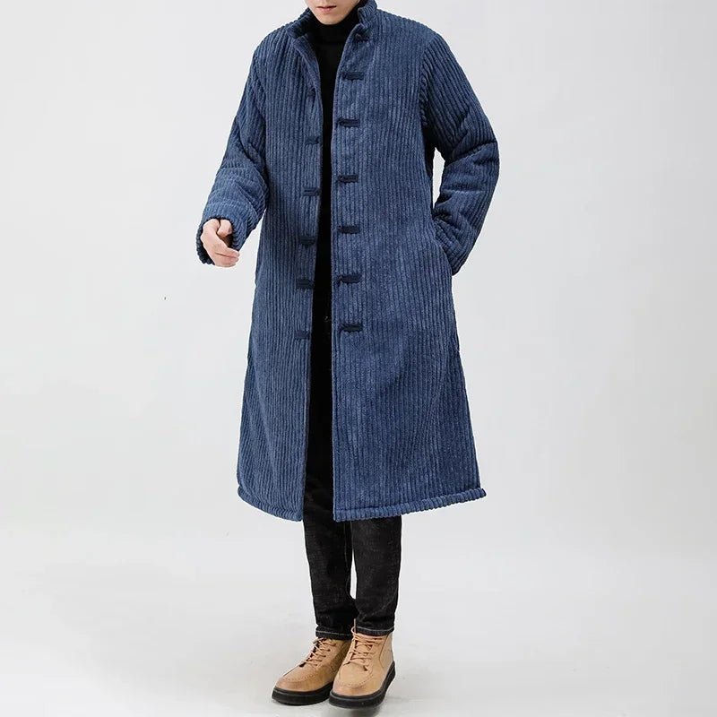 Calder — Men’s Corduroy Coat with Quilted Warmth and Toggle Closures (Blue S) - | Zavonix