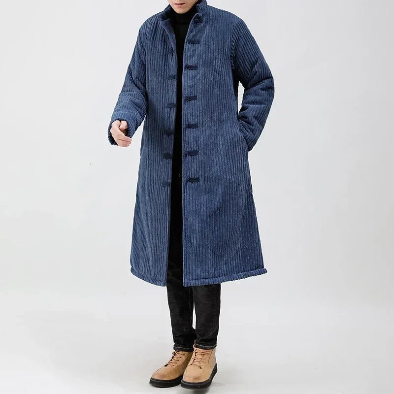 Calder — Men’s Corduroy Coat with Quilted Warmth and Toggle Closures (Blue S) - | Zavonix