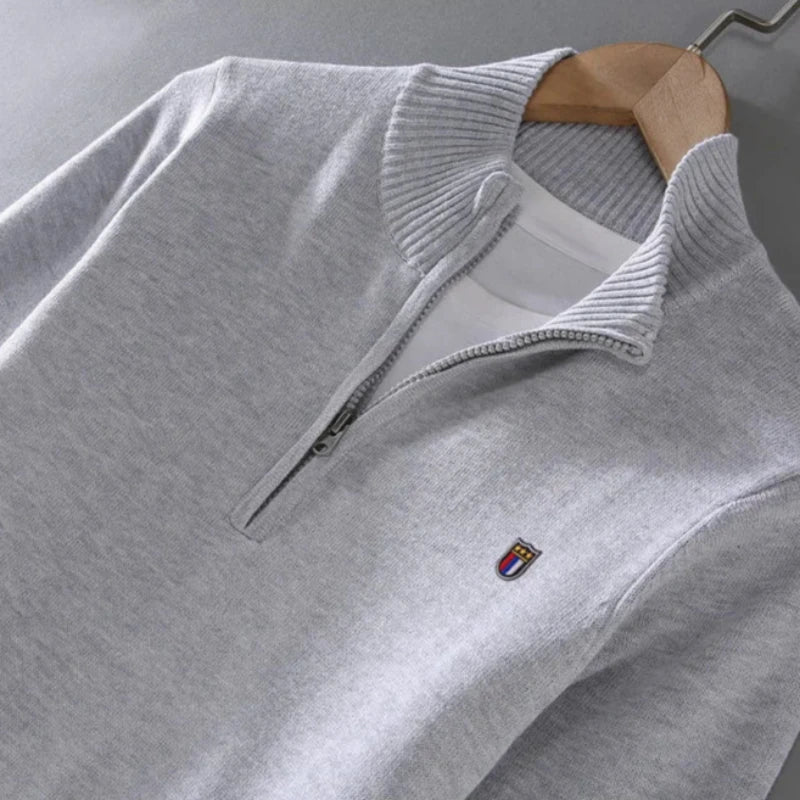 Calenox — Quarter - Zip Knit Sweater for Soft Warmth and Comfort (Gray S) - | Zavonix