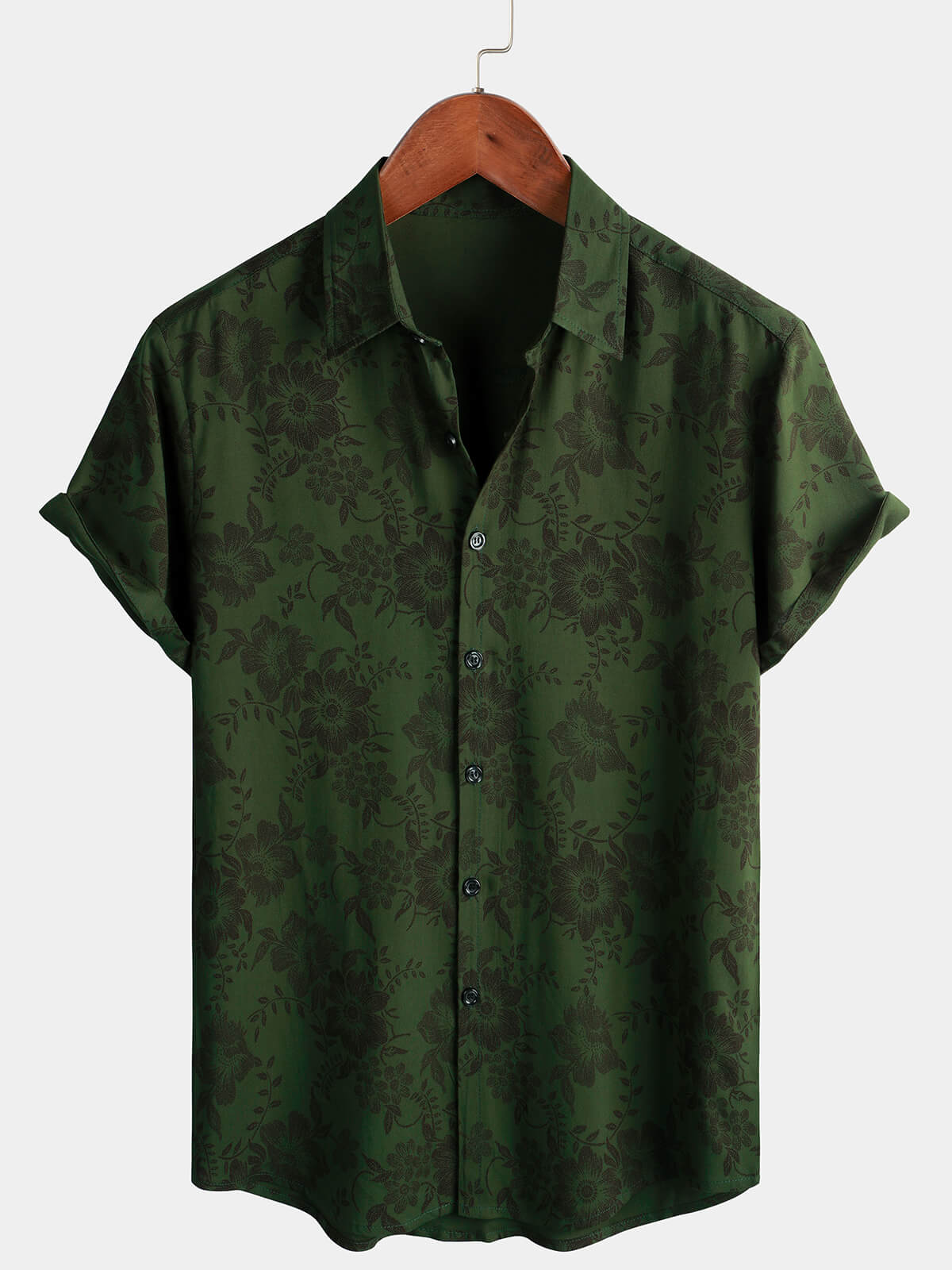 Calenzo — Men's Lightweight Viscose Summer Shirt with Retro Floral Design - short - Zavonix