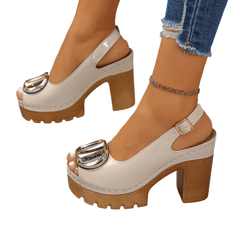 Calista Peep Toe Block Heel Sandals Product Image 10