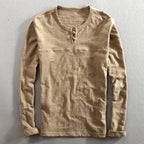 Callen Henley — Soft Cotton Henley Shirt with Relaxed Fit (Khaki S) - | Zavonix