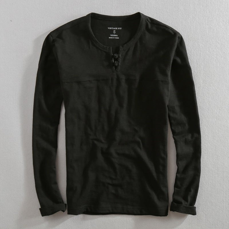 Callen Henley — Soft Cotton Henley Shirt with Relaxed Fit (Black S) - | Zavonix