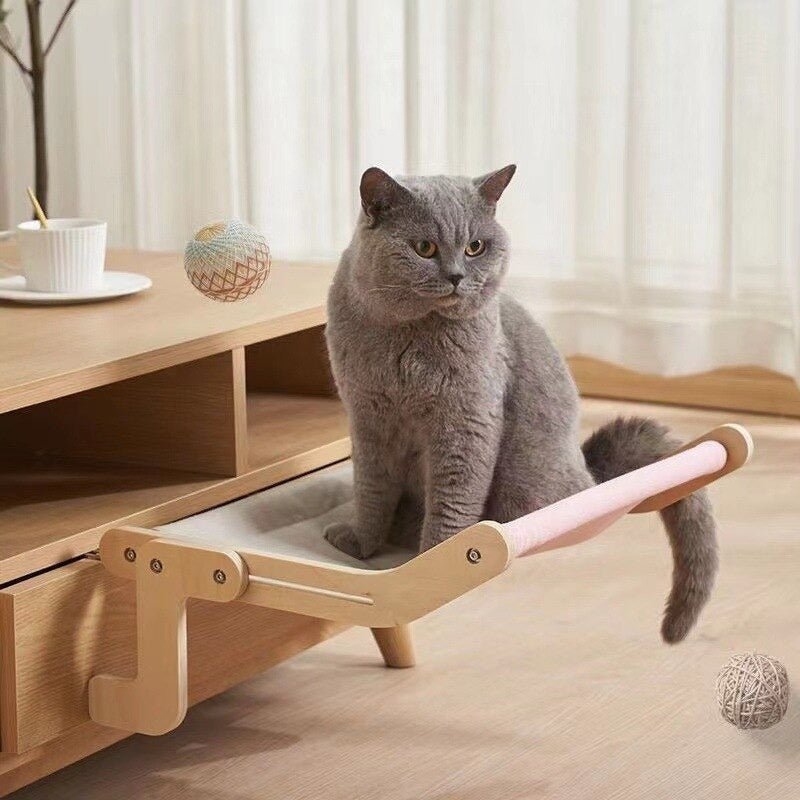 Calmora — Verstellbares Katzen-Hängemattenbett mit waschbarem Segeltuch