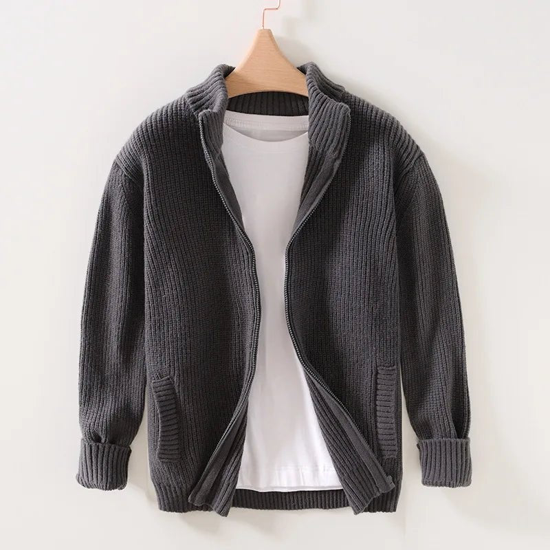 Calvenis Sweater — Soft Merino Wool Knitwear with Timeless Fit (Dark Gray S) - | Zavonix