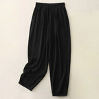 Calverly — Soft Linen Pants with Gathered Waist and Tapered Cuffs (Black XS) - | Zavonix