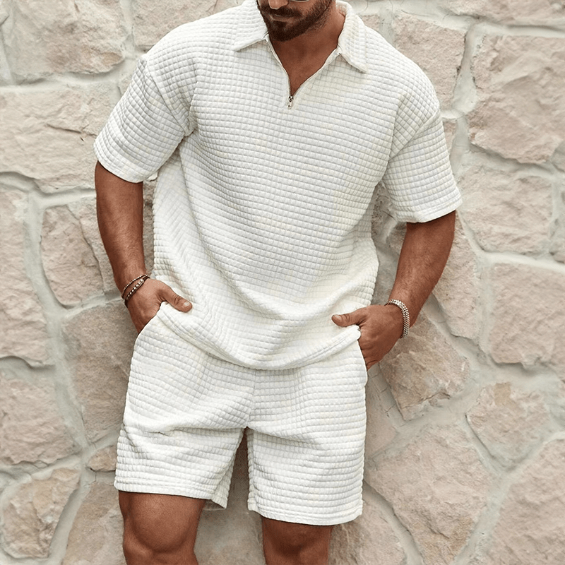 Calvero Waffle-Knit Zip Polo Set product image 1