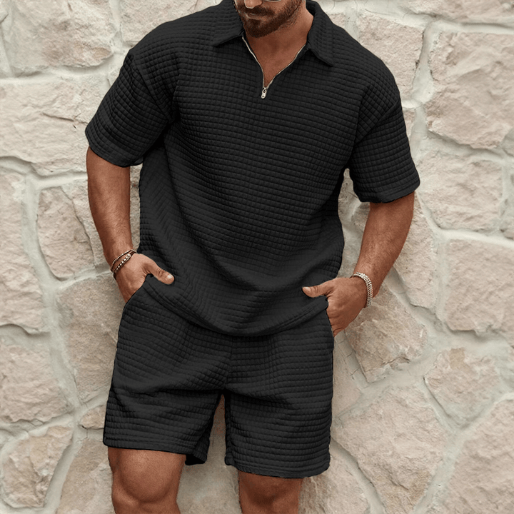 Calvero Waffle-Knit Zip Polo Set product image 3