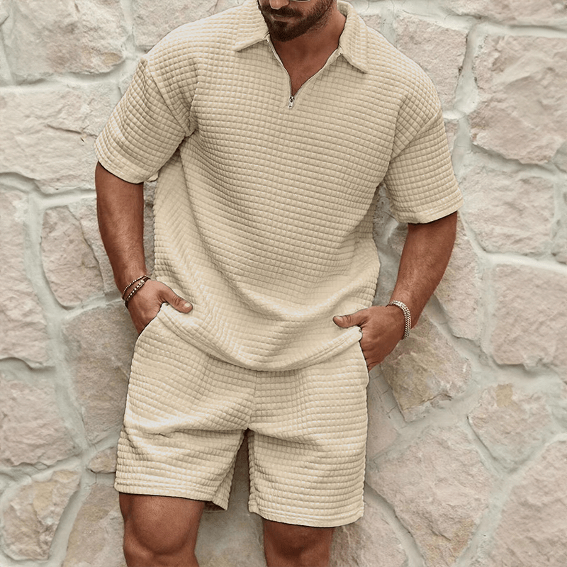 Calvero Waffle-Knit Zip Polo Set product image 4