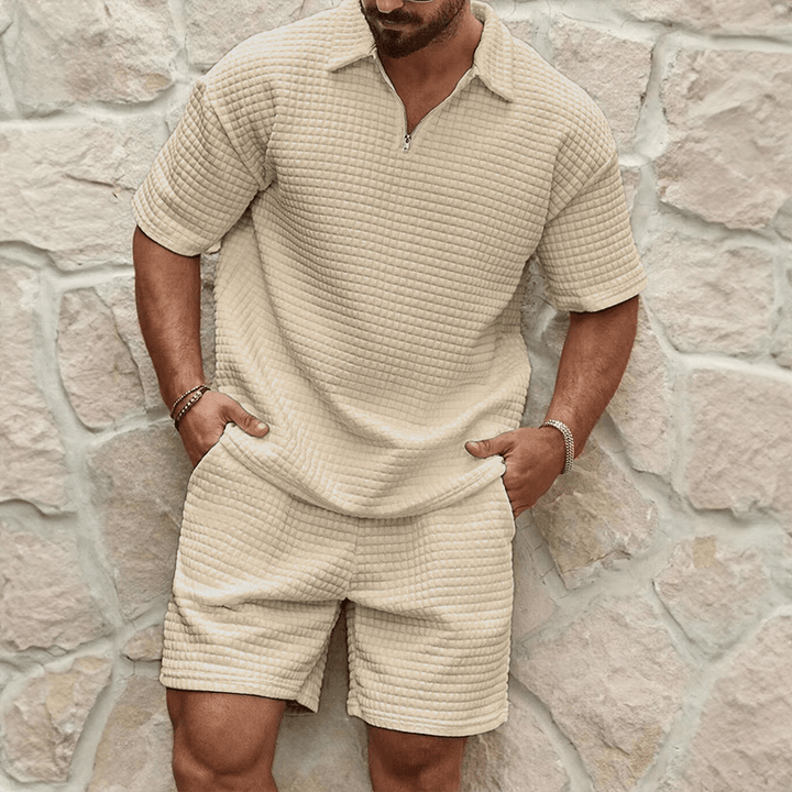 Calvero Waffle-Knit Zip Polo Set product image 4