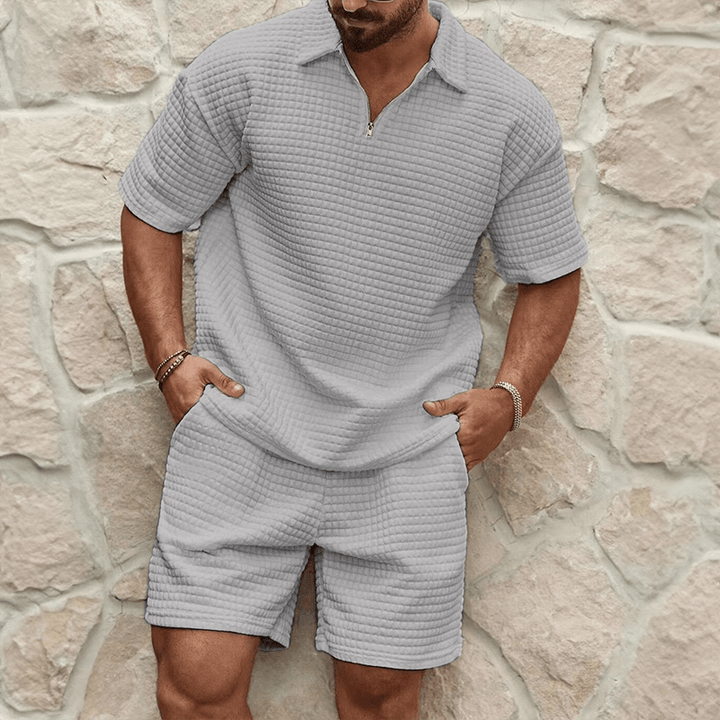 Calvero Waffle-Knit Zip Polo Set product image 5