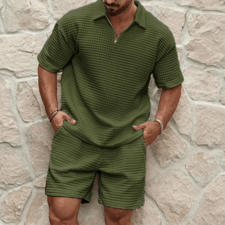 Calvero Waffle-Knit Zip Polo Set product image 7