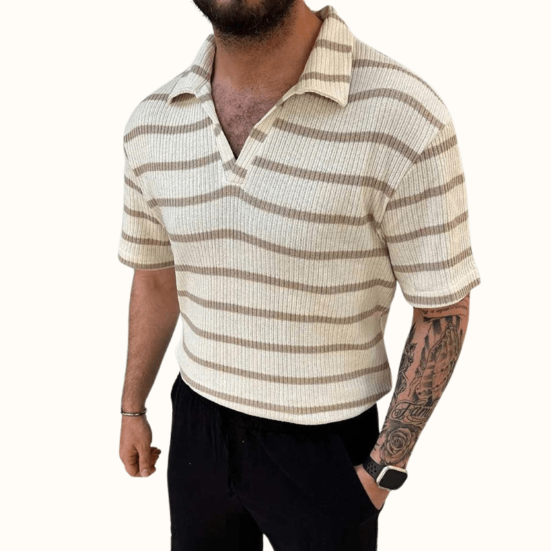 Calveron Polo — Breathable Cotton Shirt with Tailored Fit (Cream S) - | Zavonix