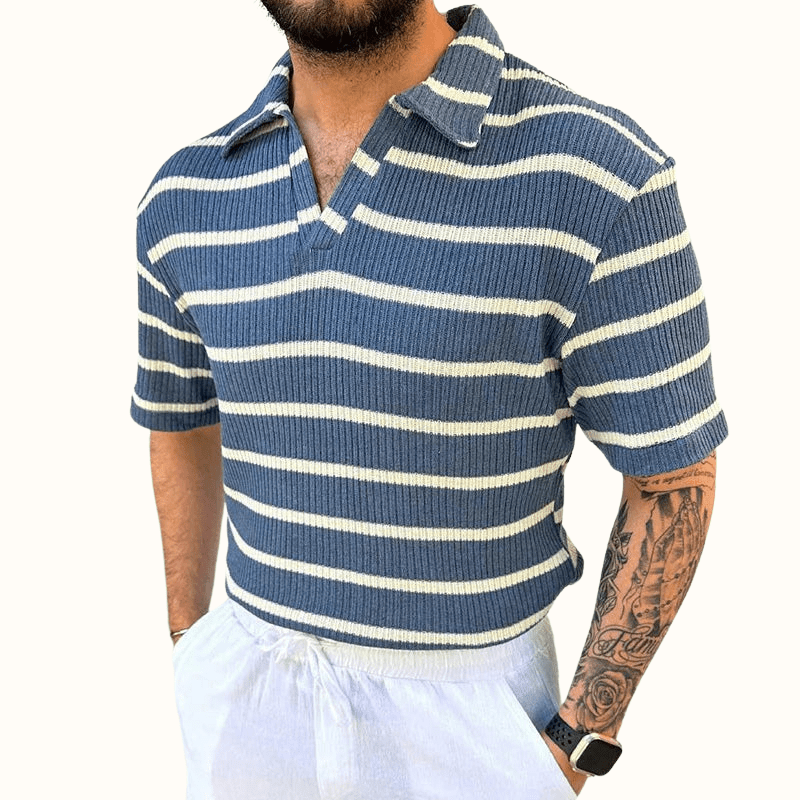 Calveron Polo — Breathable Cotton Shirt with Tailored Fit (Blue S) - | Zavonix