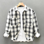 Calwen — Breathable Cotton - Linen Plaid Shirt with Dual Pockets (Blue XS) - | Zavonix