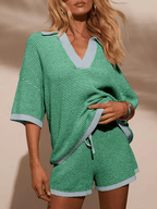 Camella Knit Duo Set (Green S) - Women's Apparel | Zavonix