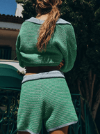 Camella Knit Duo Set (Green S) - Women's Apparel | Zavonix