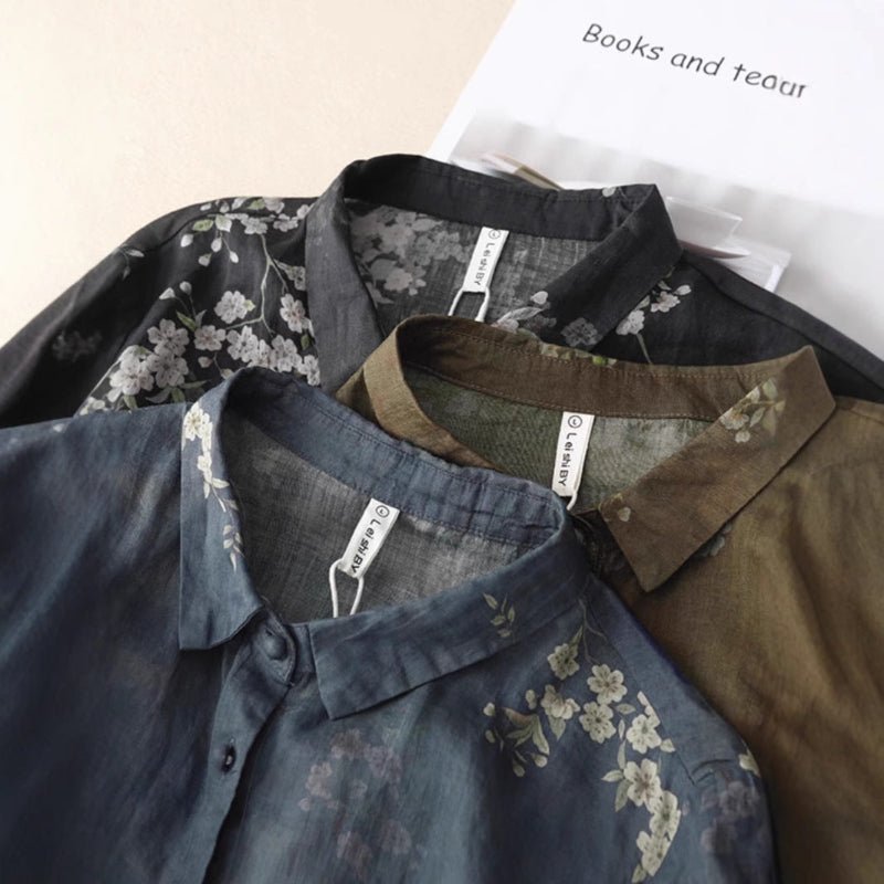 CAMILA LINEN BLOUSE (Black XS) - | Zavonix