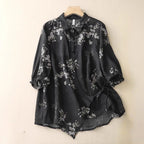 CAMILA LINEN BLOUSE (Black XS) - | Zavonix