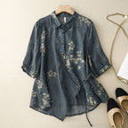 CAMILA LINEN BLOUSE (Black XS) - | Zavonix