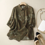 CAMILA LINEN BLOUSE (Black XS) - | Zavonix