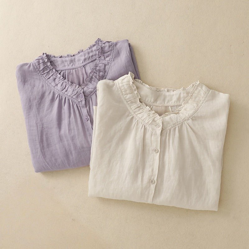 CAROLINA LINEN SHIRT (Cream XS) - | Zavonix