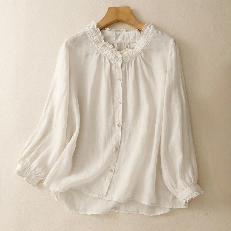 CAROLINA LINEN SHIRT (Cream XS) - | Zavonix