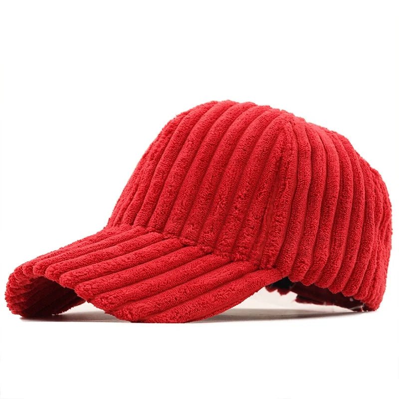 Capri Ribbed Corduroy Cap (Red ) - | Zavonix