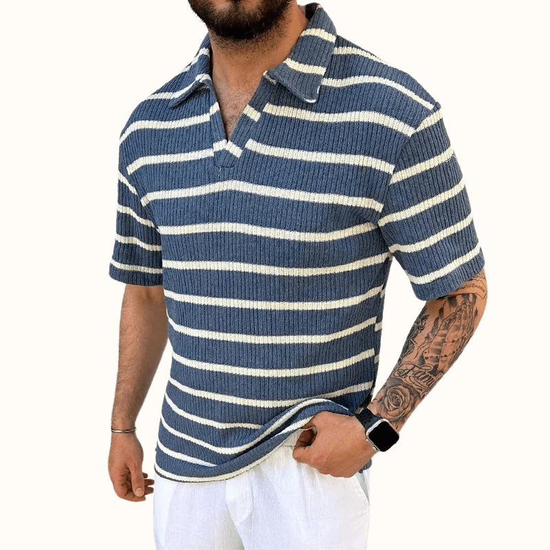 Calveron Polo — Breathable Cotton Shirt with Tailored Fit (Blue S) - | Zavonix
