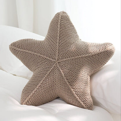 Caspian Knit Pillow – 20x20 Plush Star-Shaped Cushion in Earthy Tones 1