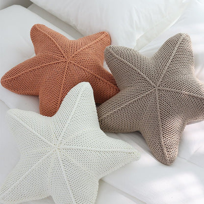 Caspian Knit Pillow – 20x20 Plush Star-Shaped Cushion in Earthy Tones 4