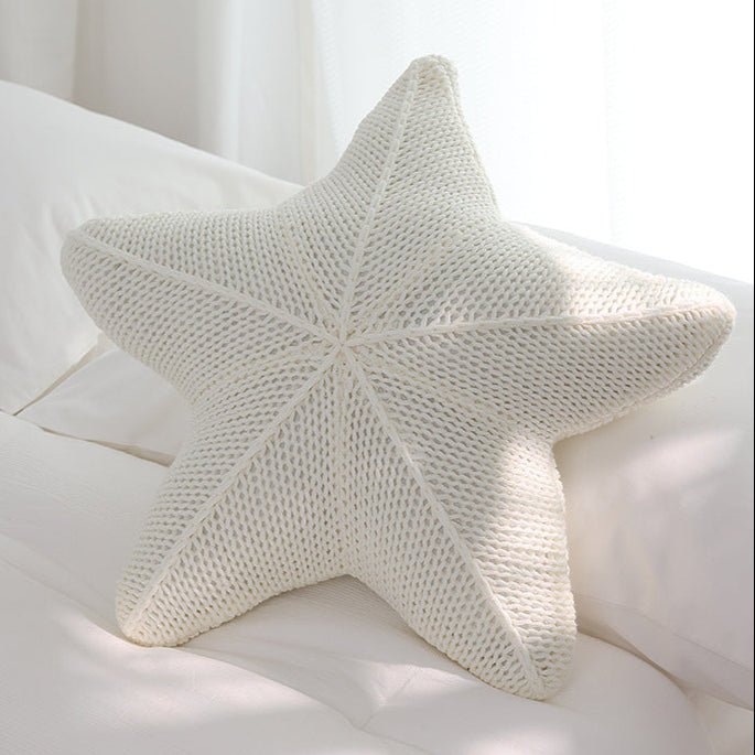Caspian Knit Pillow – 20x20 Plush Star-Shaped Cushion in Earthy Tones 2