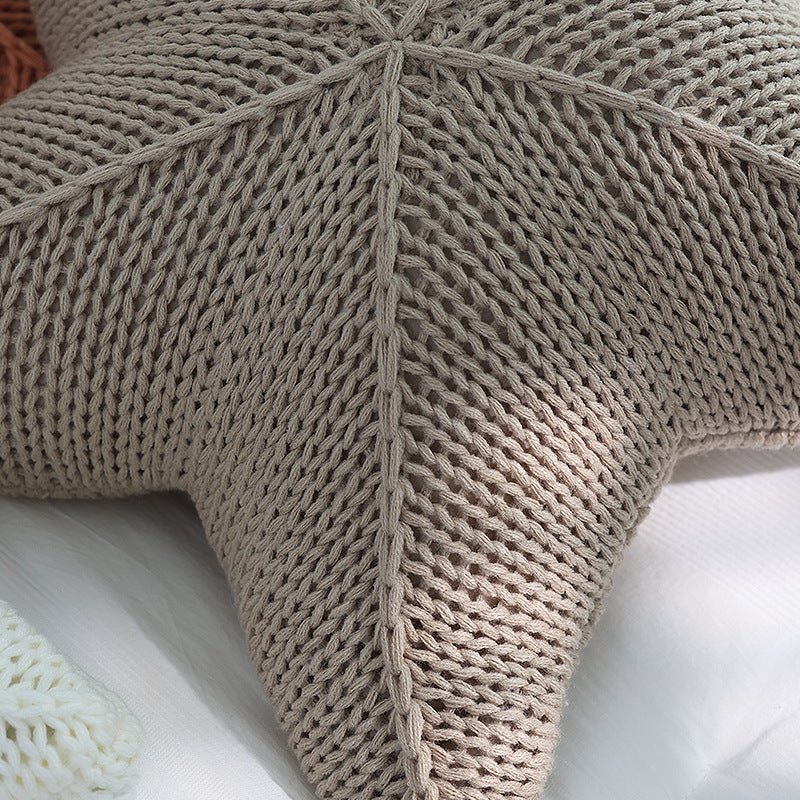 Caspian Knit Pillow – 20x20 Plush Star-Shaped Cushion in Earthy Tones 3