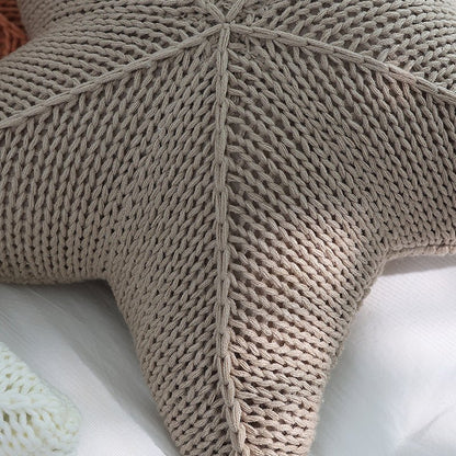 Caspian Knit Pillow – 20x20 Plush Star-Shaped Cushion in Earthy Tones 3