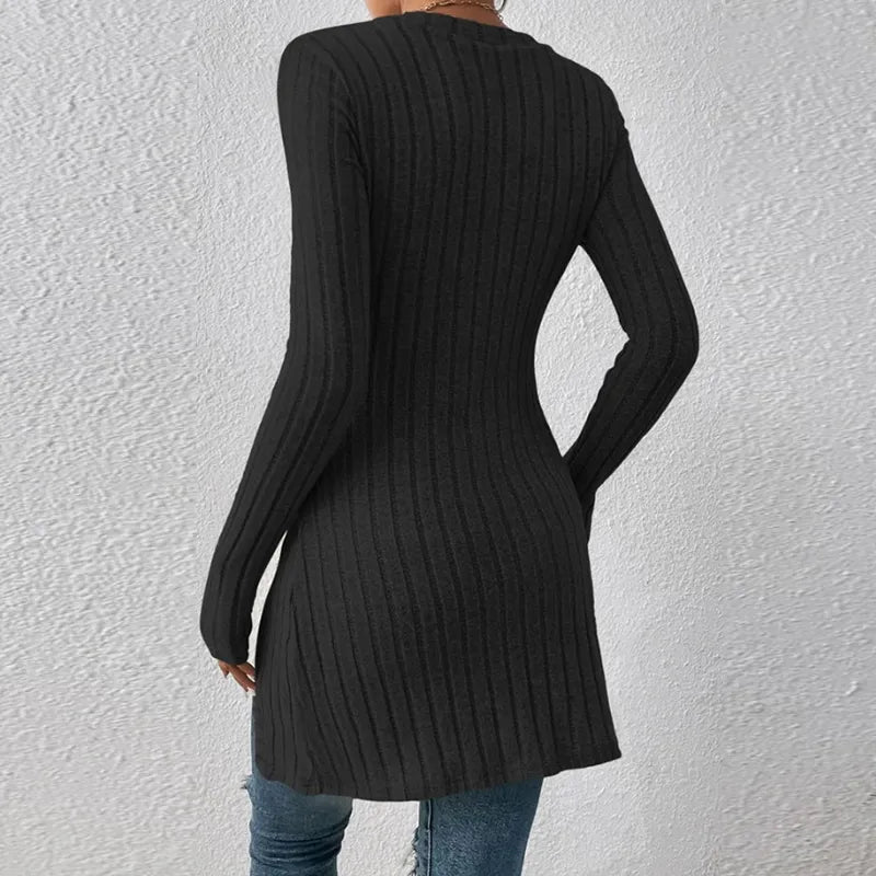 Casual Long Sleeve Top - Relaxed Fit Long Sleeve Shirt (Black S) - | Zavonix