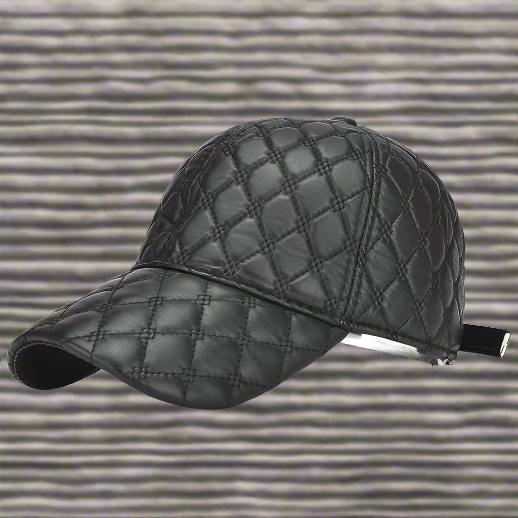 "Cavendish" Leather Cap (Black // White ) - | Zavonix