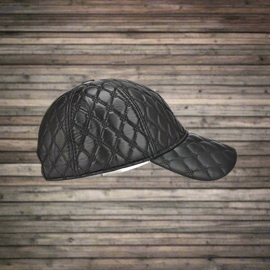 "Cavendish" Leather Cap (Black ) - | Zavonix