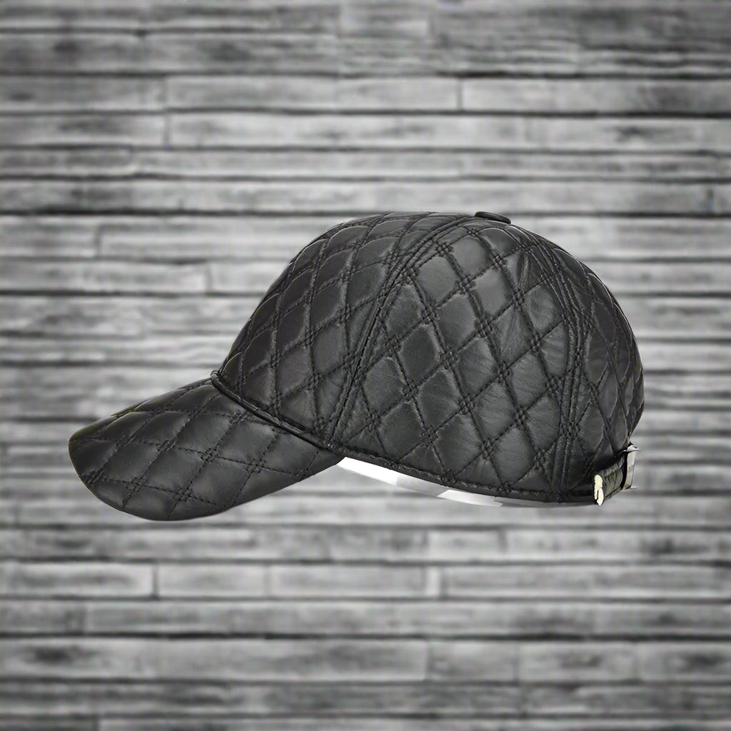 "Cavendish" Leather Cap (Black ) - | Zavonix