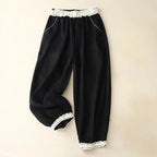Taleno Linen Pants — Lightweight Balloon Trousers with Vintage Lace Trim