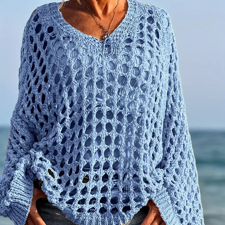 Celeste Airy Crochet Knit Top Product Image 01