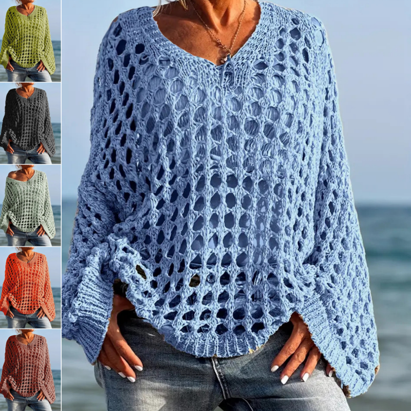 Celeste Airy Crochet Knit Top Product Image 02