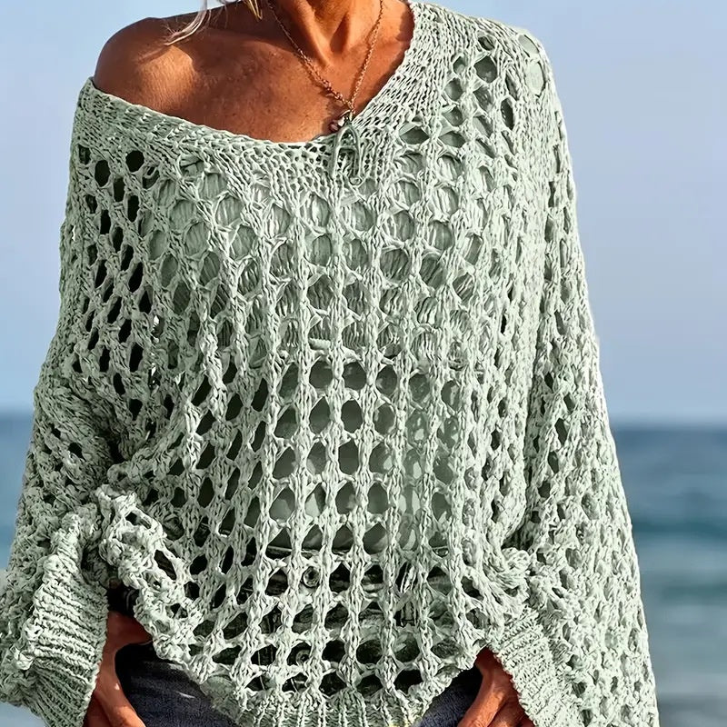 Celeste Airy Crochet Knit Top Product Image 06